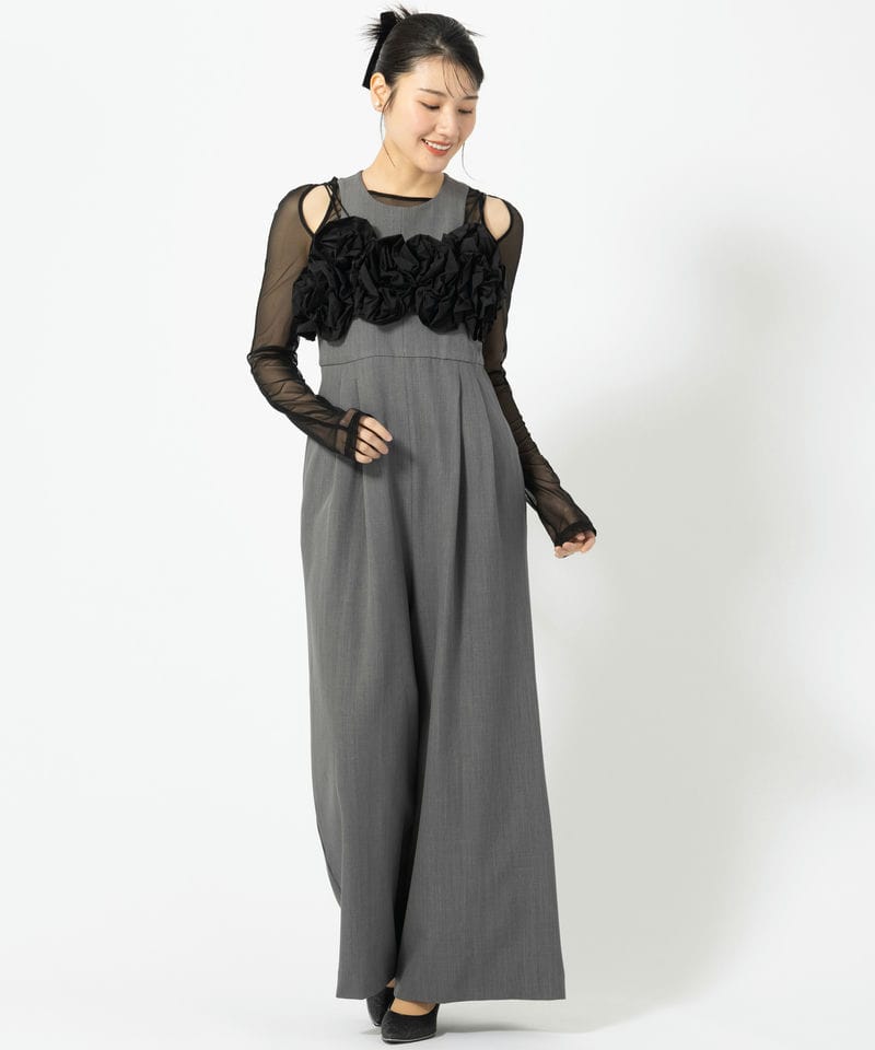 ANDRESD アンドレスド ラッフルドビスチェパンツドレス ブラック系 x