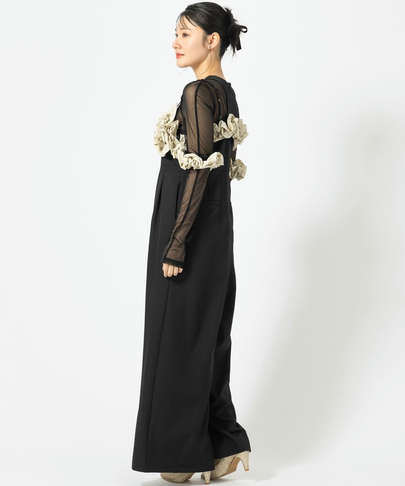 ANDRESD アンドレスド ラッフルドビスチェパンツドレス ブラック系 x