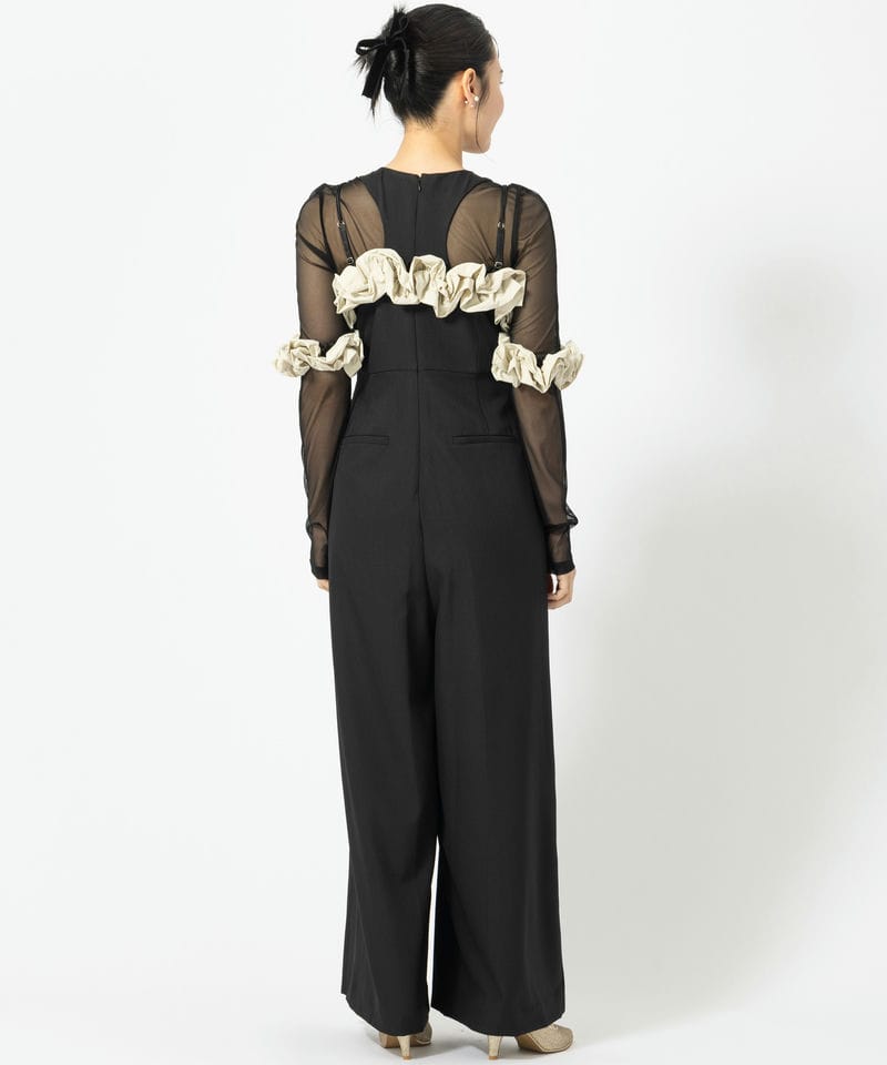 ANDRESD アンドレスド ラッフルドビスチェパンツドレス ブラック系 x