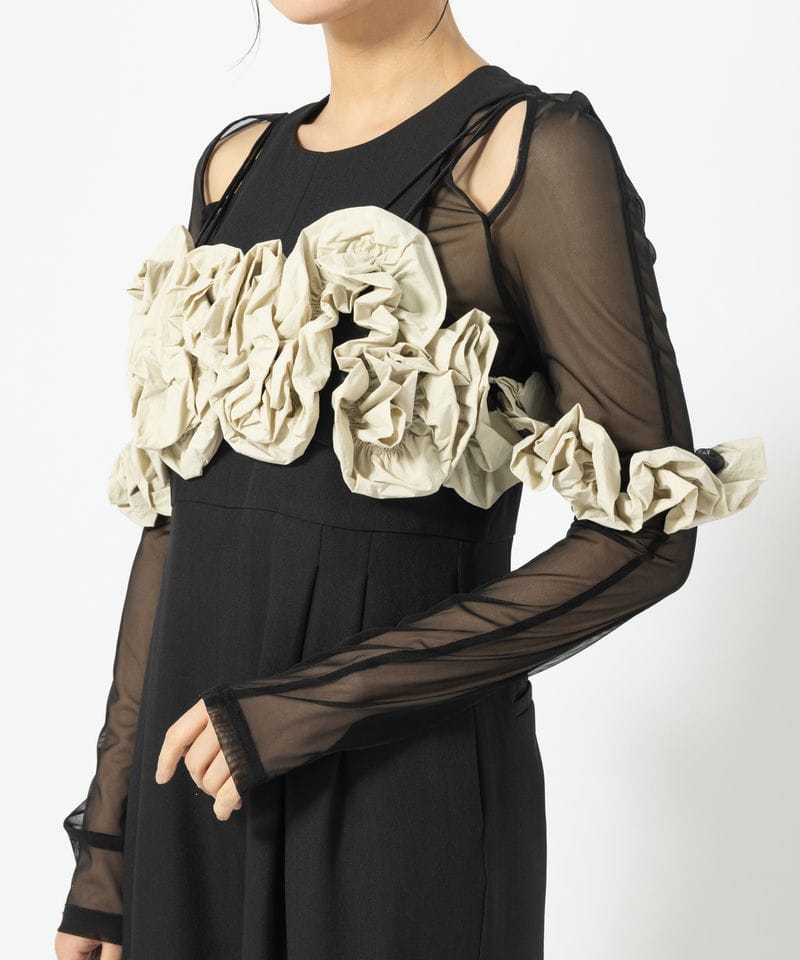 ANDRESD アンドレスド ラッフルドビスチェパンツドレス ブラック系 x