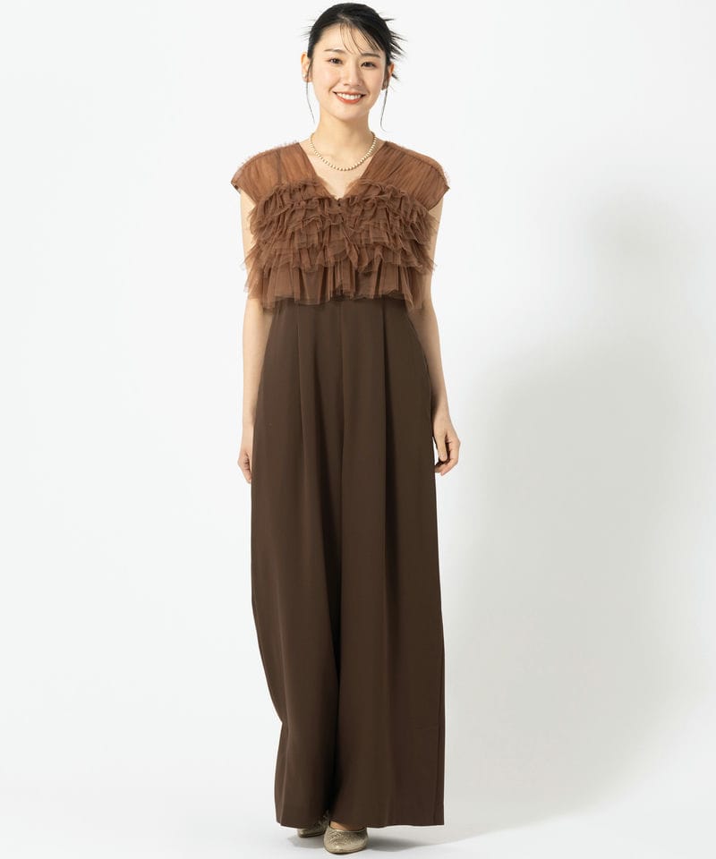 SNIDEL スナイデル チュールボレロセットオールインワン ブラック系