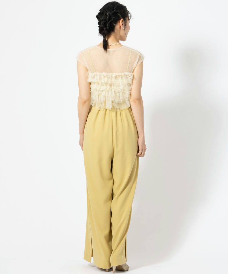 Aimer エメ チュールフリルブラウス×キャミソールオールインワン