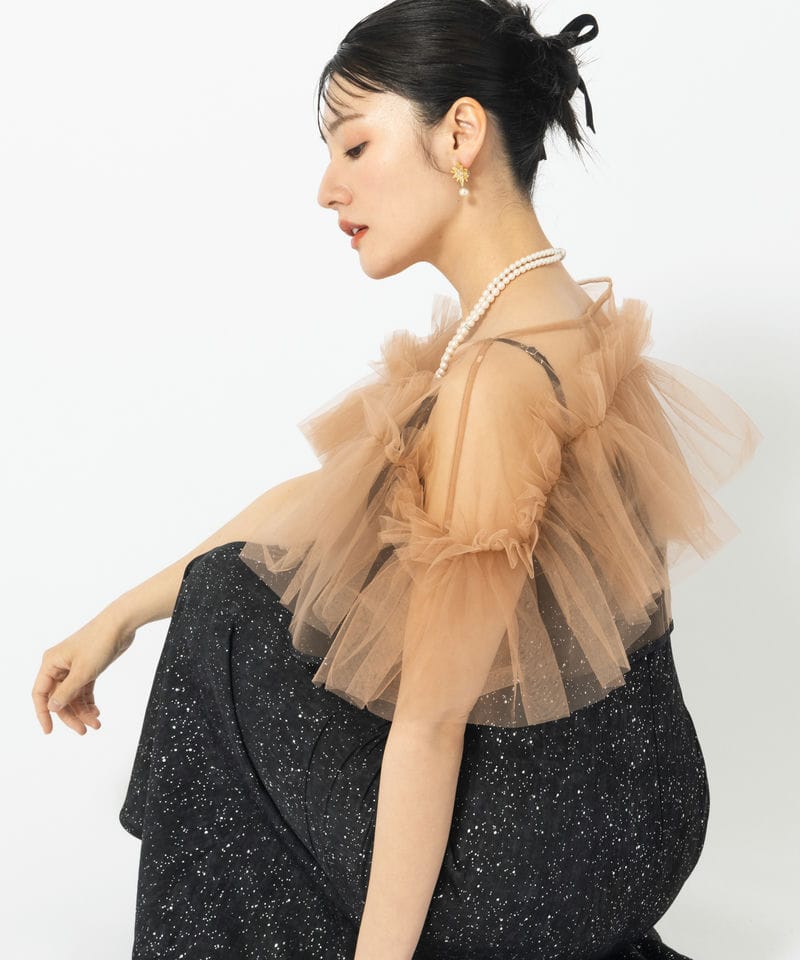 Leja レジャ チュールフリルボレロペイントマーメイドドレス ピンク系