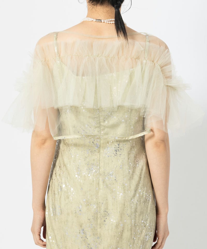 Leja レジャ チュールフリルボレロペイントマーメイドドレス グリーン