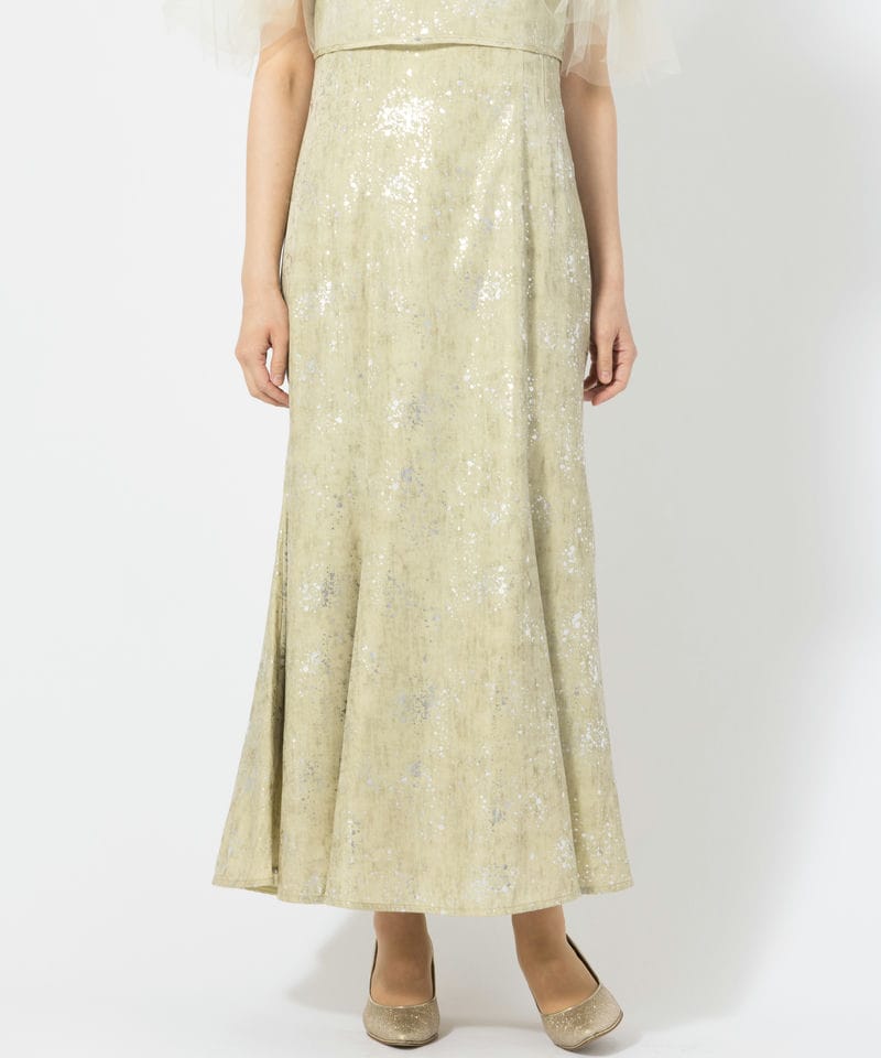 Leja レジャ チュールフリルボレロペイントマーメイドドレス グリーン