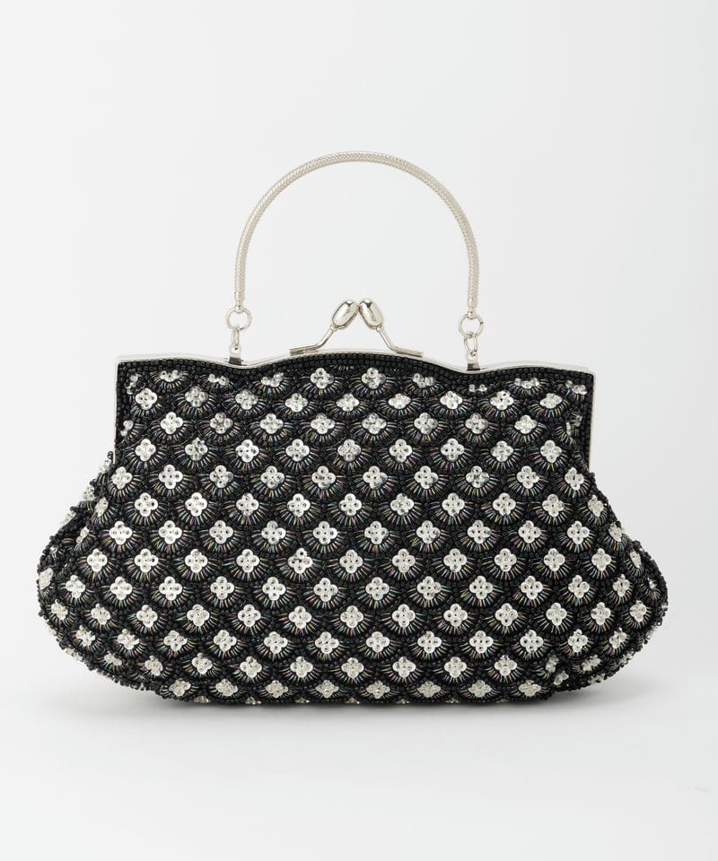 Select Shop スパンコール&ビーズがま口ハンドバッグ ブラック系