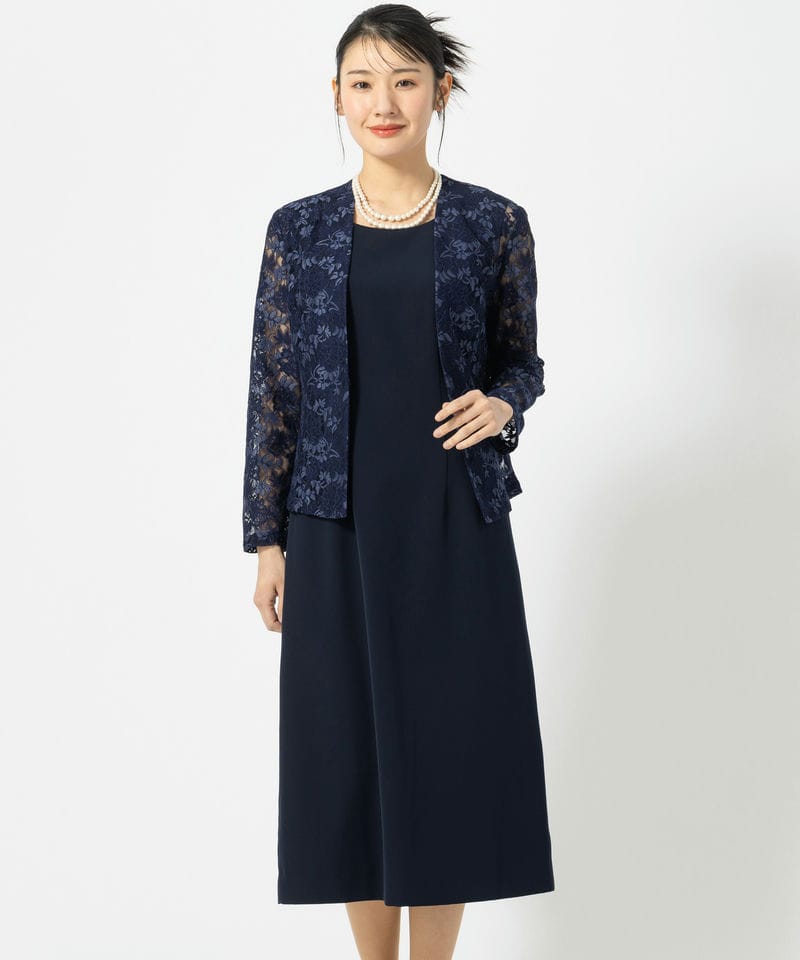 東京ソワール 【マザーズドレス】カバーアップ付きレースドレス