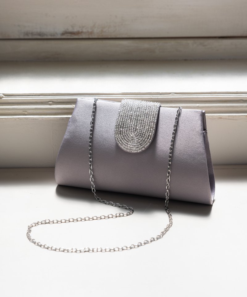 Aimer エメ ビーズ刺繍ベルトクラッチバッグ グレー系 | 結婚式