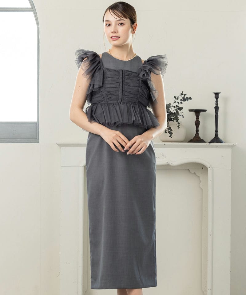 SNIDEL スナイデル チュールボレロアメスリドレス グレー系 | 結婚式