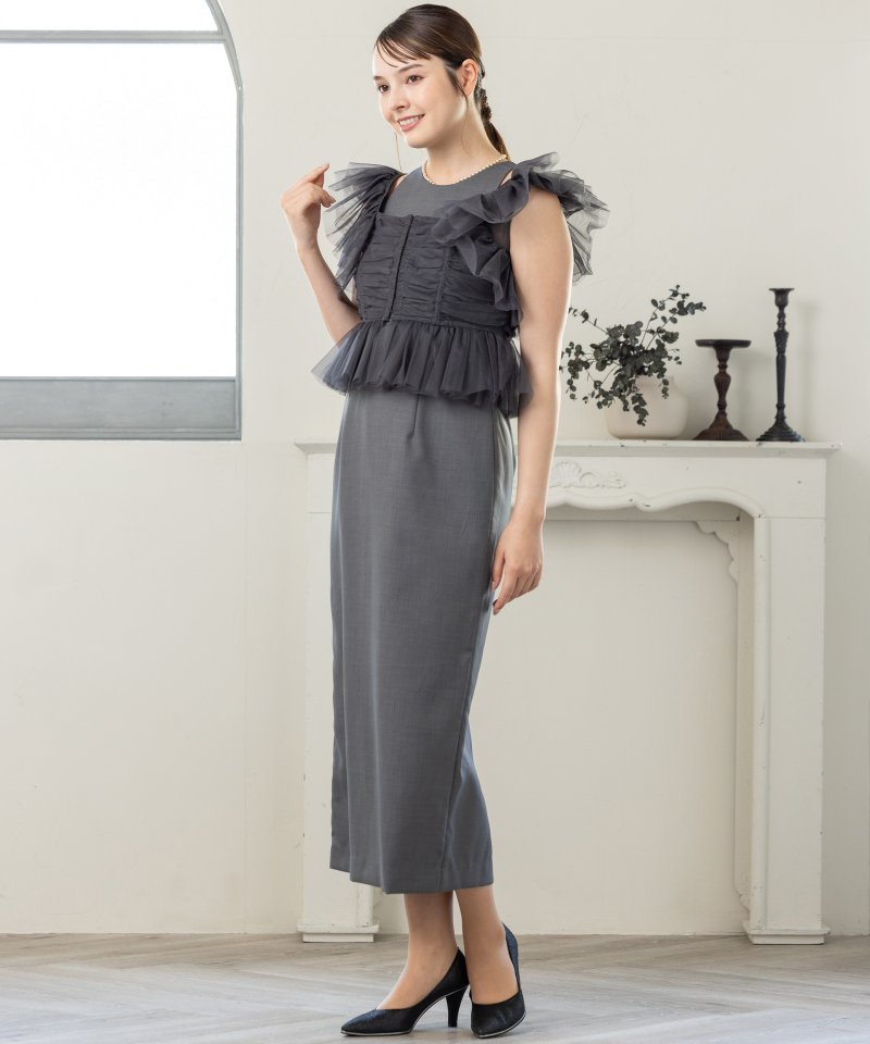 SNIDEL スナイデル チュールボレロアメスリドレス グレー系 | 結婚式