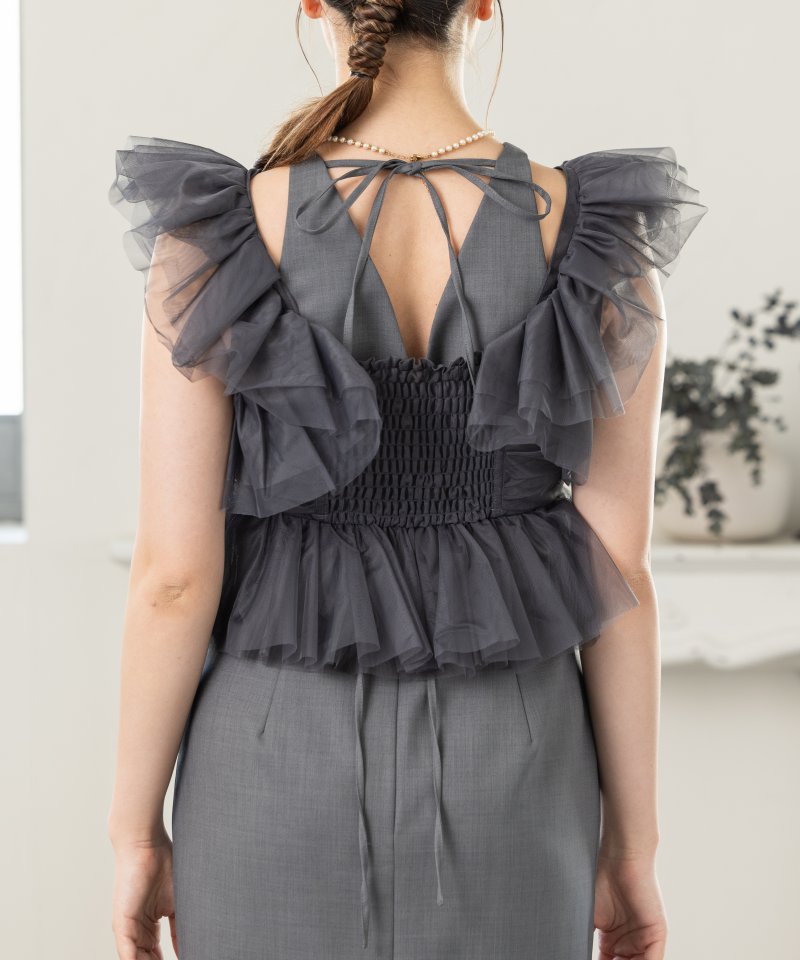SNIDEL スナイデル チュールボレロアメスリドレス グレー系 | 結婚式