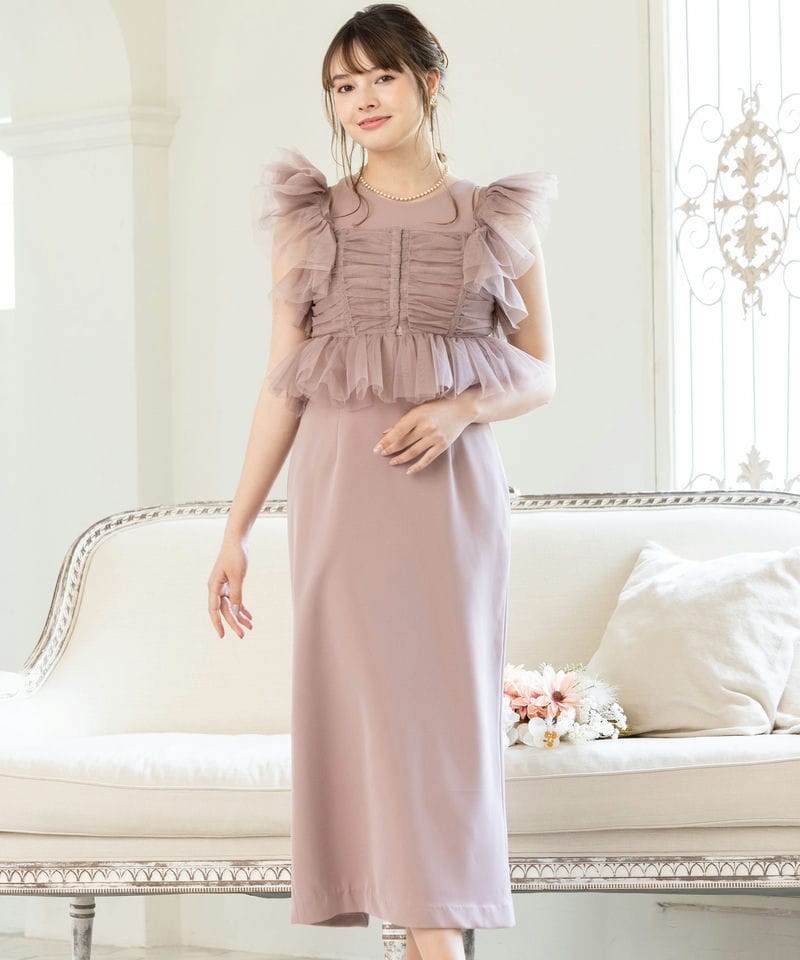 SNIDEL スナイデル チュールボレロアメスリドレス その他 x ピンク系 x