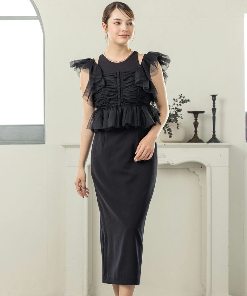 SNIDEL スナイデル チュールボレロアメスリドレス ブラック系 | 結婚式