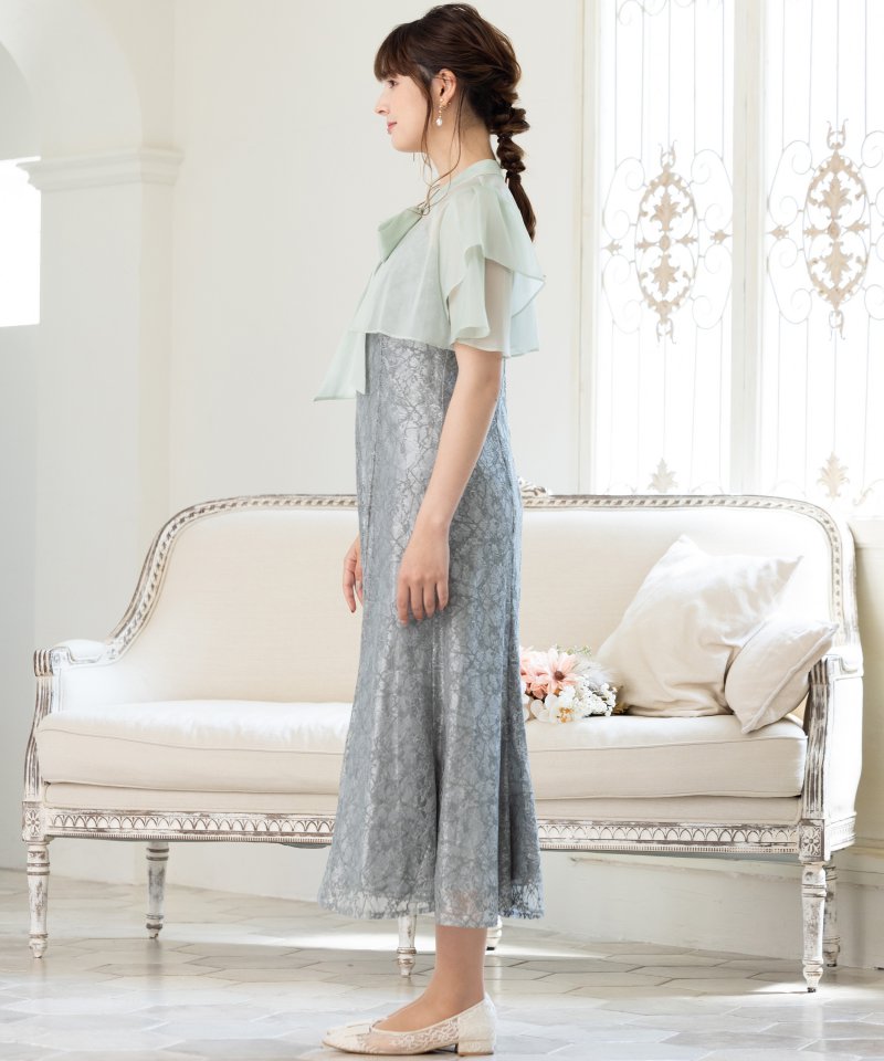 Aimer エメ 2WAYリボンブラウス付マーメイドラインドレス グリーン系 Aimer エメ 2WAYリボンブラウス付マーメイドラインドレス グリーン系
