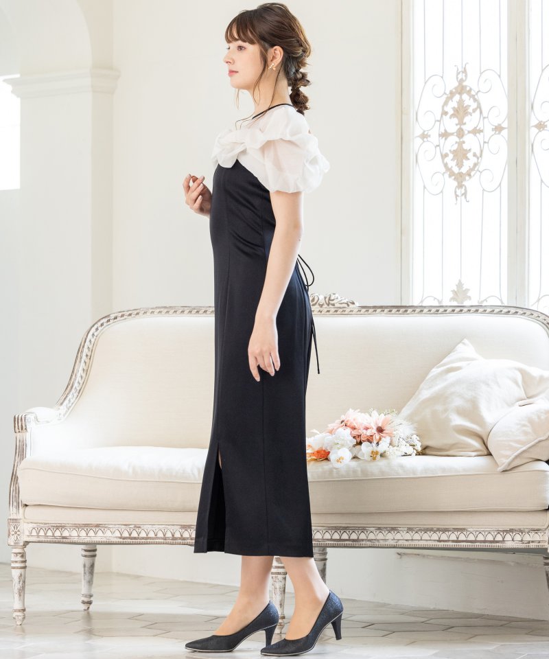 FRAY I.D フレイアイディー ラッフルデザインシアーコンビスリムドレス