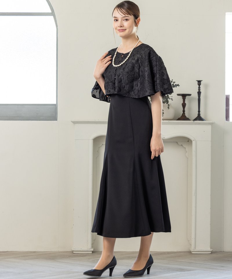 Kastane カスタネ ケープレイヤードベアドレス ブラック系 | 結婚式