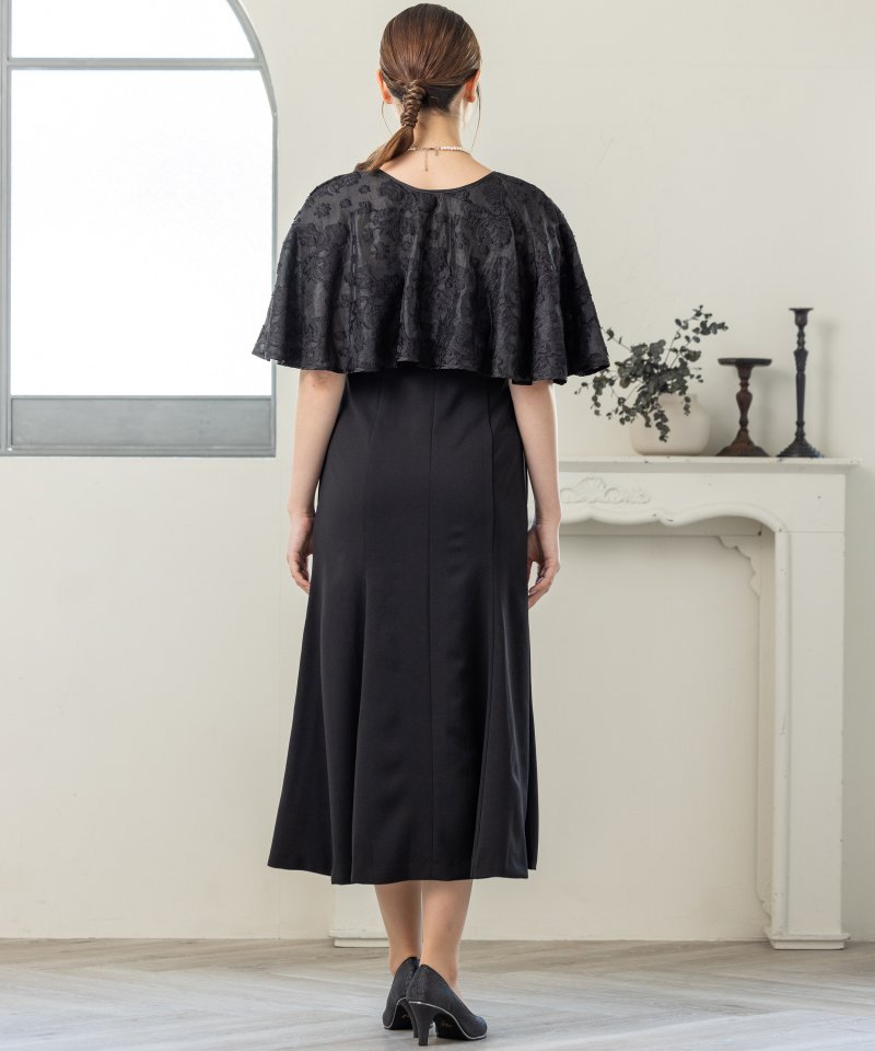 Kastane カスタネ ケープレイヤードベアドレス ブラック系 | 結婚式
