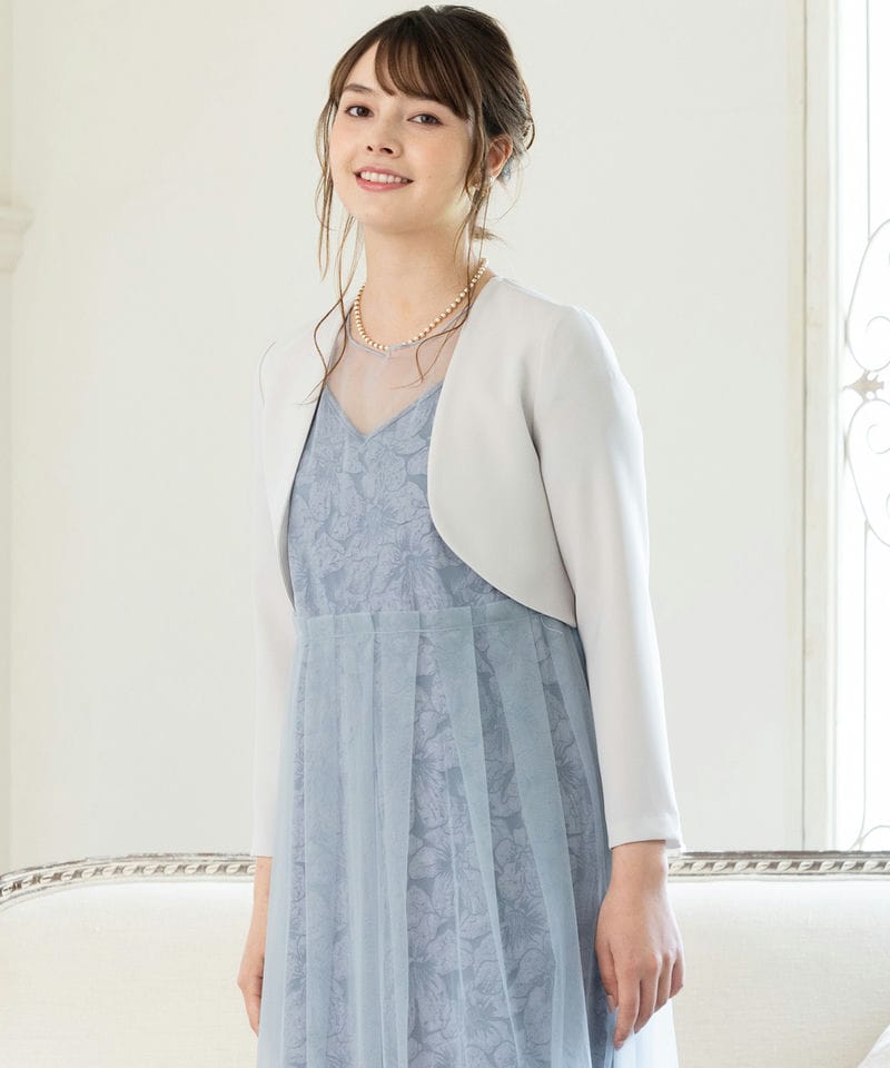 Aimer エメ 前下がりショールカラージャケット グレー系 x ベージュ系