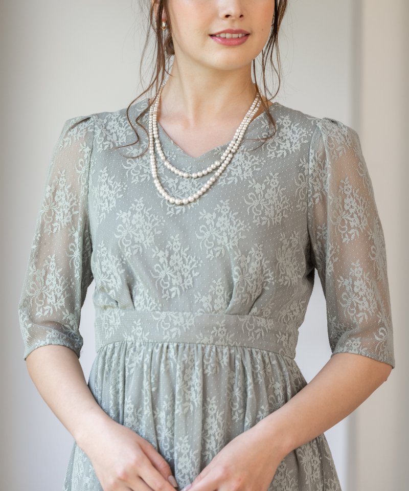 Aimer エメ フラワーブーケレースドレス グリーン系 | 結婚式