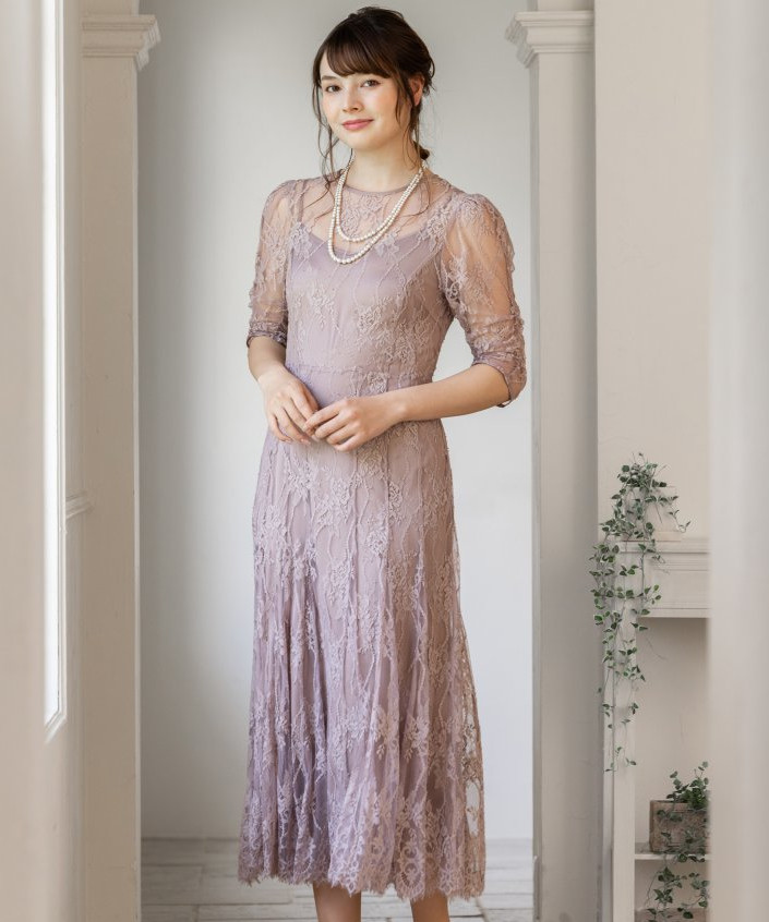 SNIDEL スナイデル バックデザインレースオケドレス その他 x レッド系