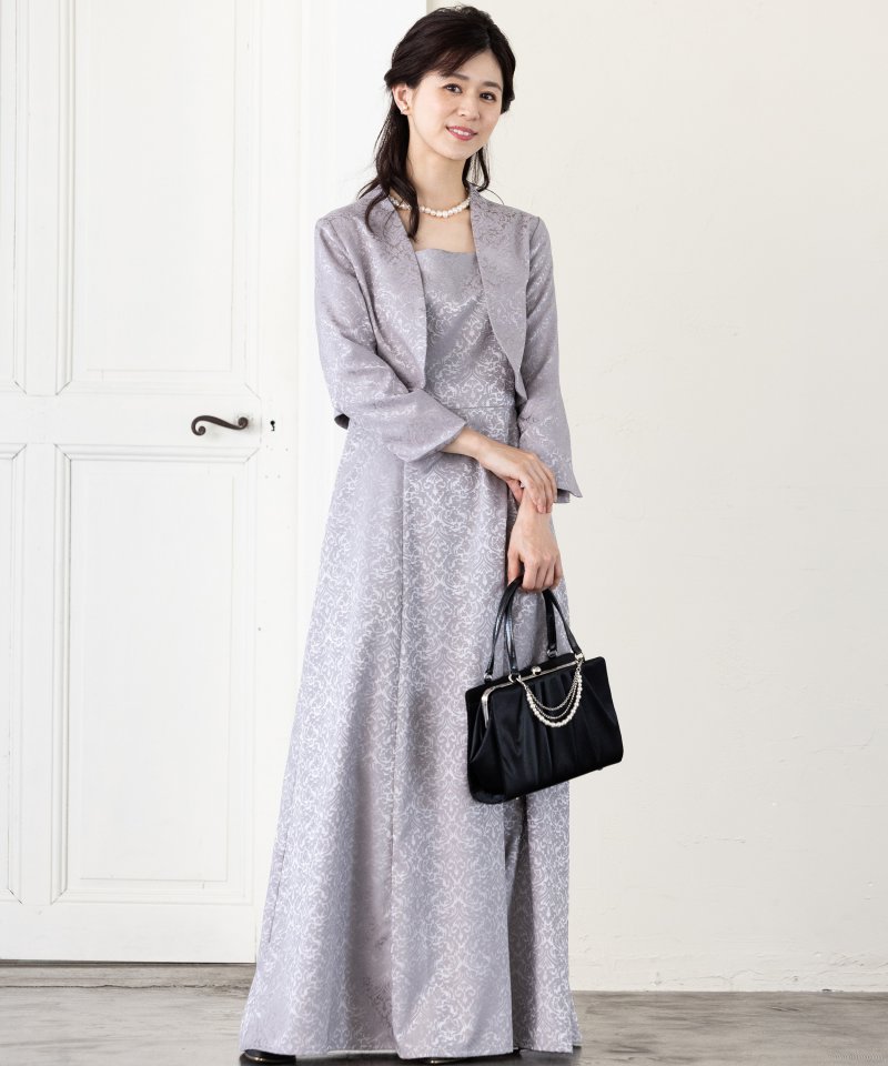マザーズドレス結婚式‼️クラッシックジャガードロングドレス　 Lサイズ 楽天市場】クラシックジャカード 結婚式 母親 ドレス 洋装 七分袖 ママ
