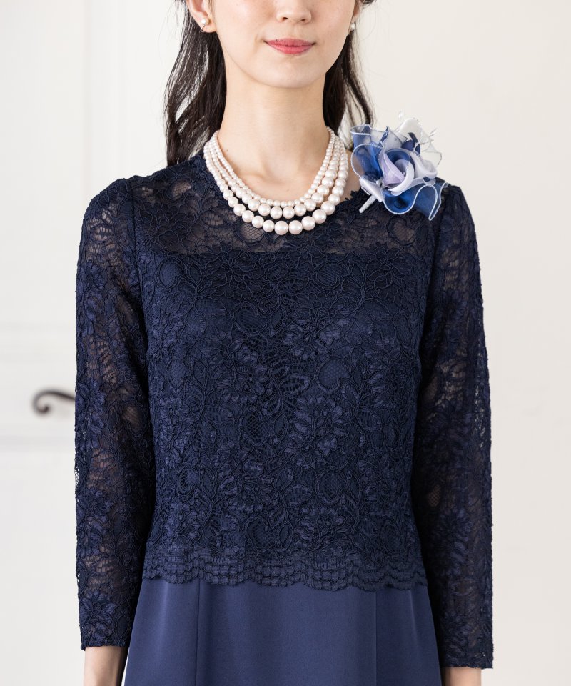 東京ソワール 【マザーズドレス】レースドッキングマザードレス