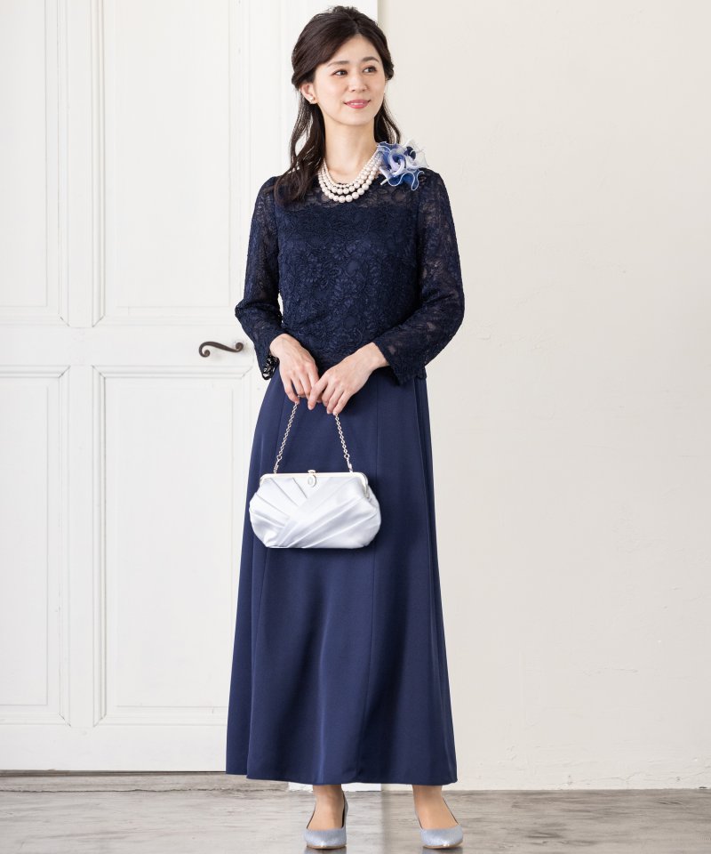 東京ソワール 【マザーズドレス】レースドッキングマザードレス