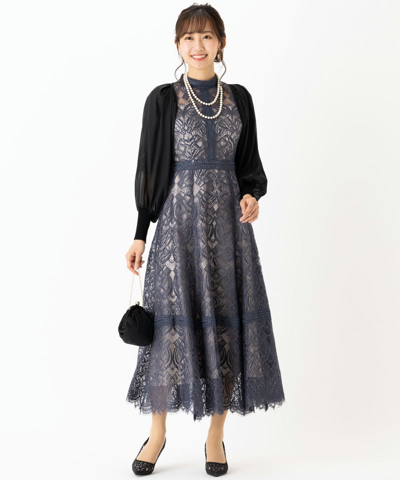 Dorry Doll ドリードール 配色レース×ハシゴレース切り替えドレス