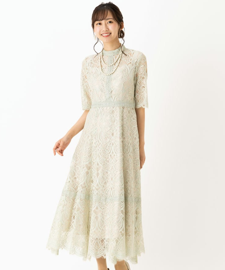 Dorry Doll ドリードール 配色レース×ハシゴレース切り替えドレス