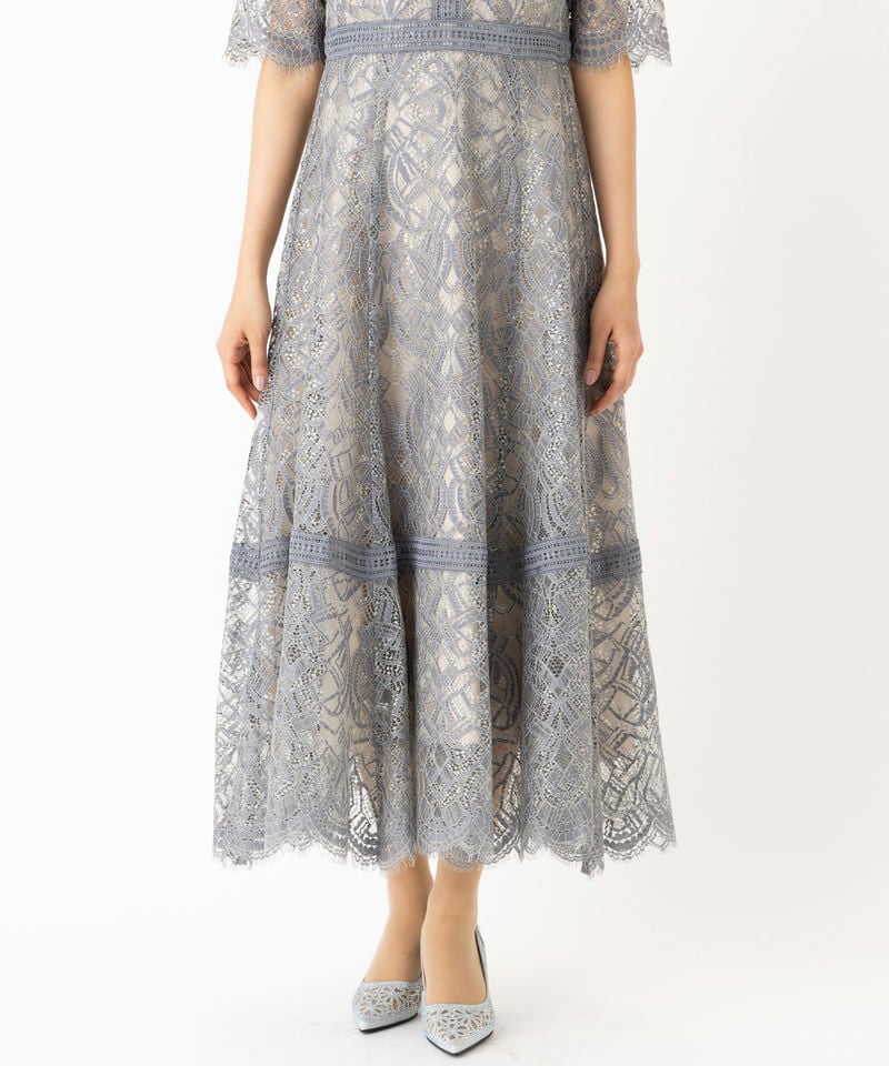 Dorry Doll ドリードール 配色レース×ハシゴレース切り替えドレス