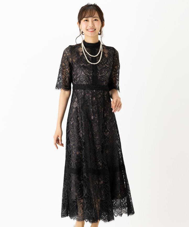 Dorry Doll ドリードール 配色レース×ハシゴレース切り替えドレス