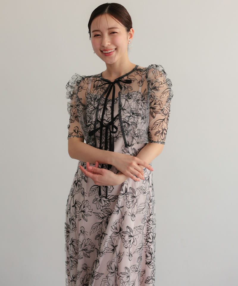 Select Shop シアーレースボレロセットアップドレス ベージュ系 | 結婚
