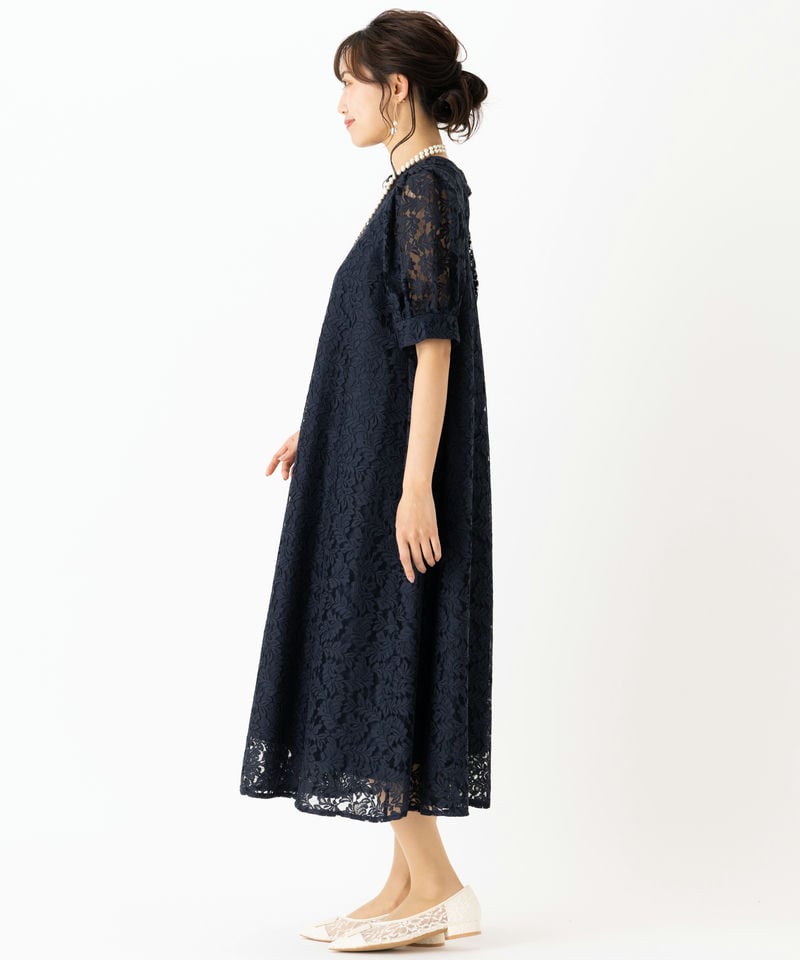 Aimer エメ 総レース袖付きテントラインドレス ネイビー系 | 結婚式