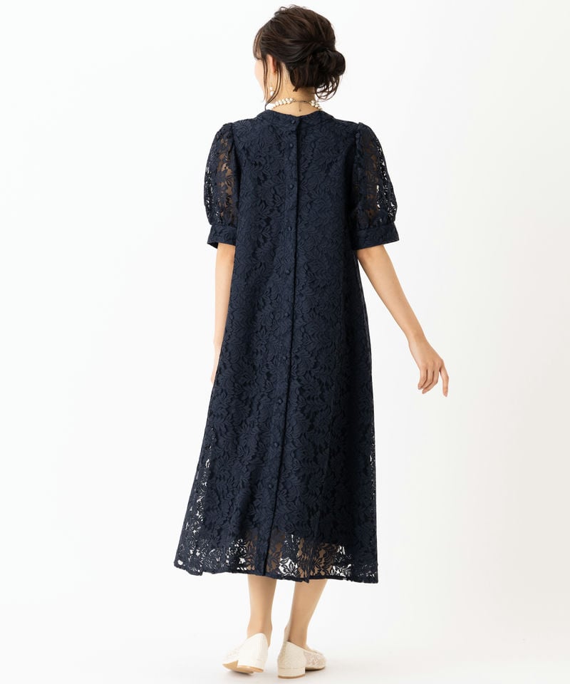 Aimer エメ 総レース袖付きテントラインドレス ネイビー系 | 結婚式