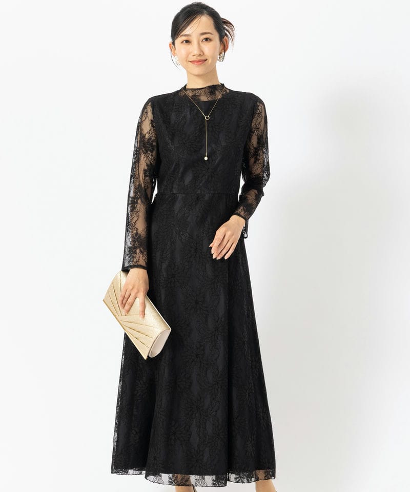 kaene 【ドレス2点SET】カエン オールレースメロウドレス ブラック系