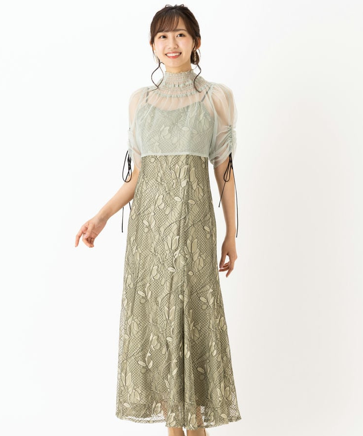 Dorry Doll ドリードール 袖付き総レースドレス グリーン系 | 結婚式