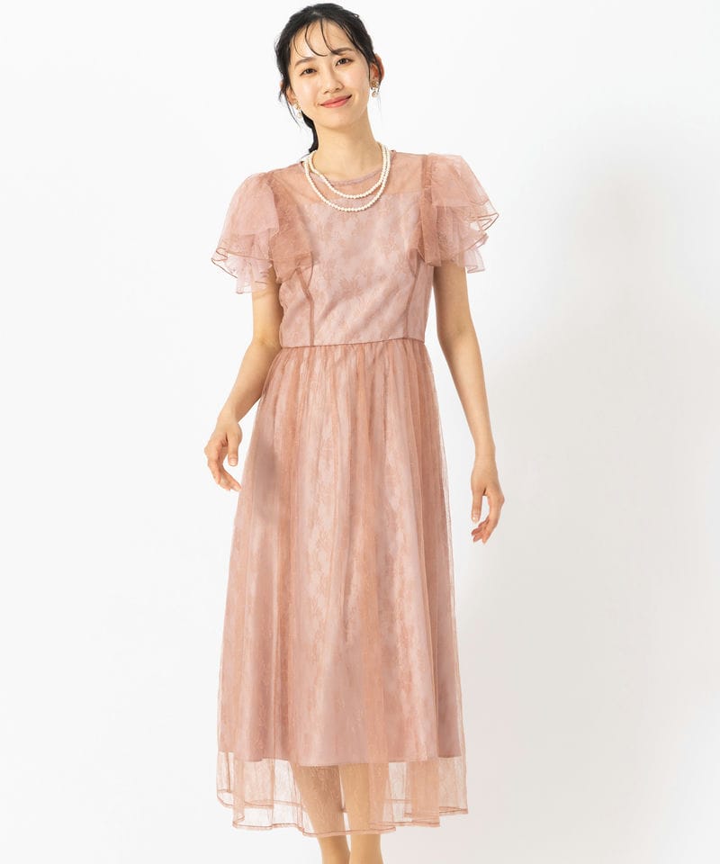 Aimer エメ グリッターレースフィット&フレアドレス ピンク系 | 結婚式