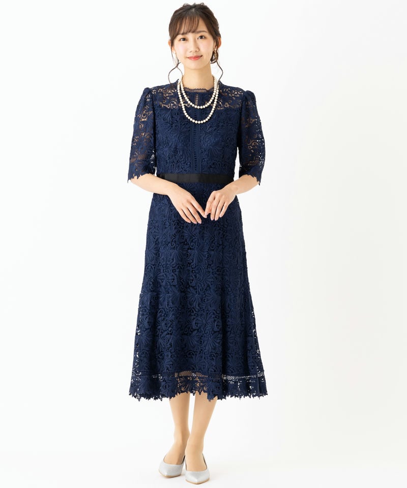 CELFORD セルフォード ウエストマークレースドレス ネイビー系 | 結婚