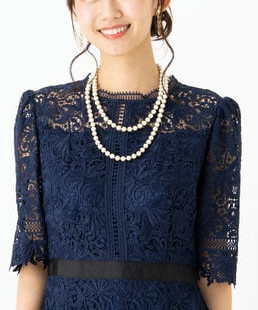 CELFORD セルフォード ウエストマークレースドレス ネイビー系 | 結婚