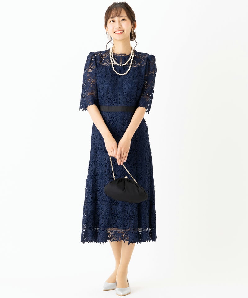 CELFORD セルフォード ウエストマークレースドレス ネイビー系 | 結婚