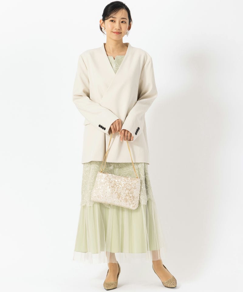 LE'RURE リルアー スリーブレススカラップドレス グリーン系 | 結婚式