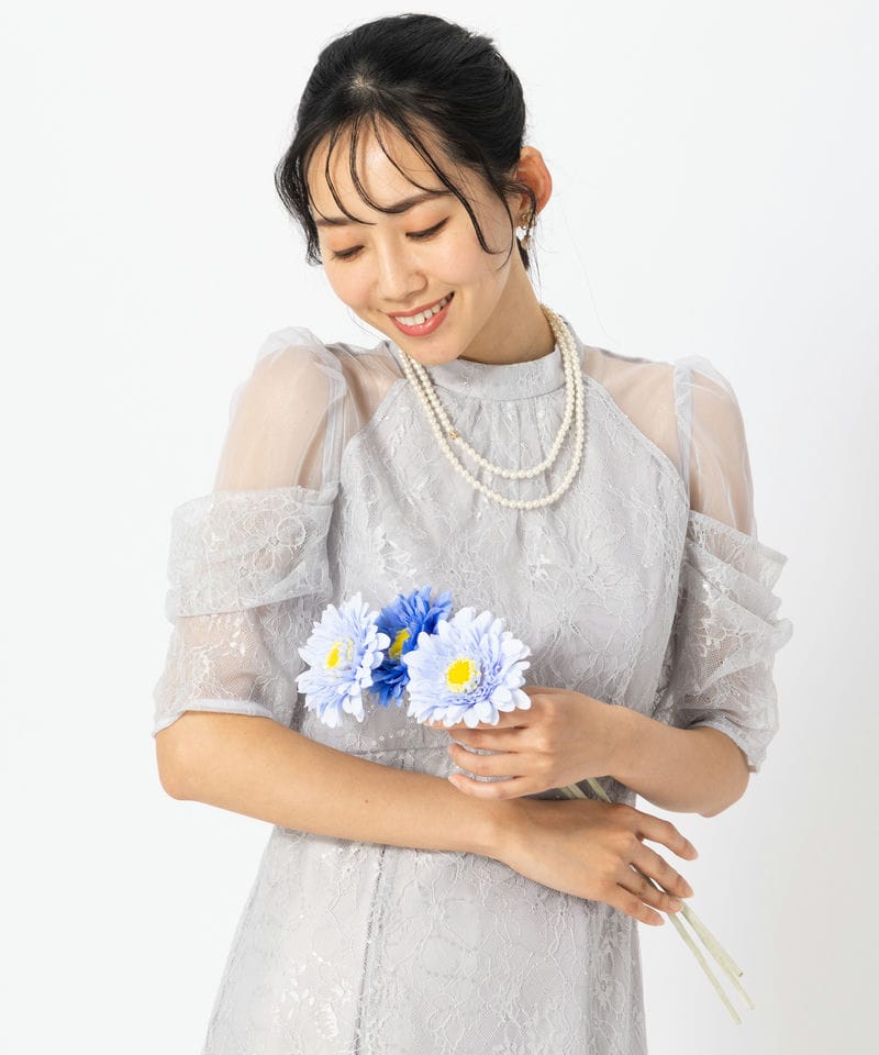 新品　snidel スナイデル　スパークルレースドレス　グレー スパークルレースドレス(マキシ・ロングワンピース)｜ワンピース