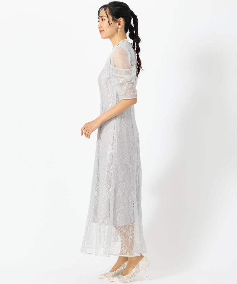 SNIDEL スナイデル アメスリスパンコールレースドレス グレー系 | 結婚