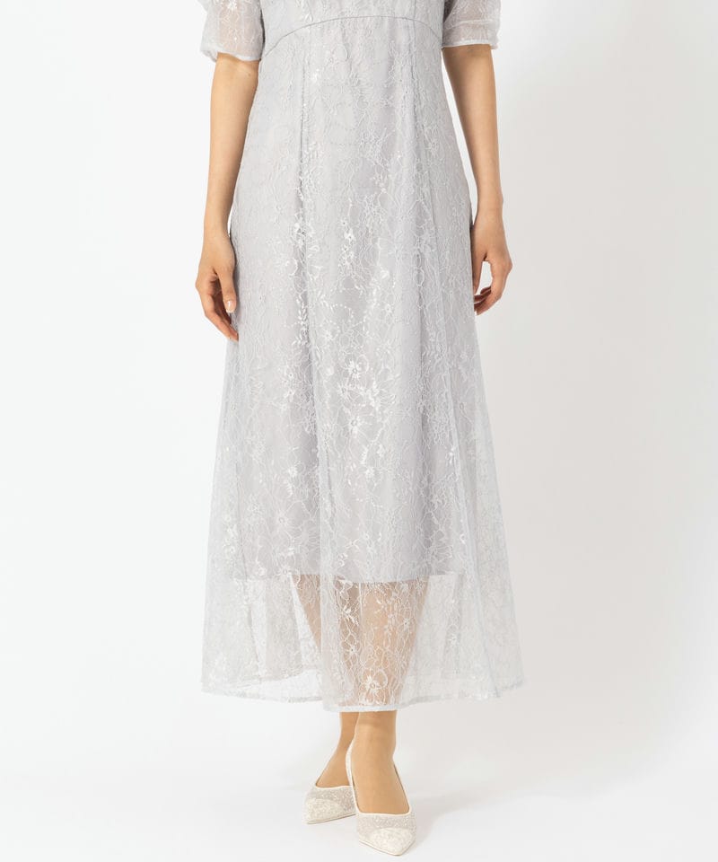 SNIDEL スナイデル アメスリスパンコールレースドレス グレー系 | 結婚