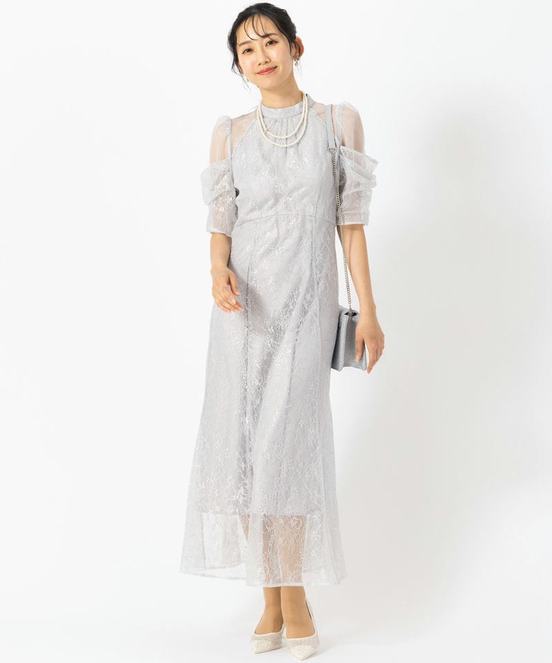 snidel スパンコールレースドレス 0 SNIDEL スナイデル アメスリスパンコールレースドレス グレー系 | 結婚