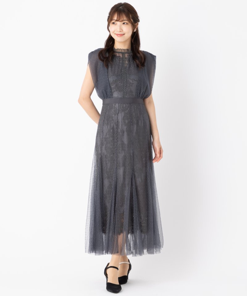 SNIDEL スナイデル バイカラーレースレイヤードドレス その他 x グレー