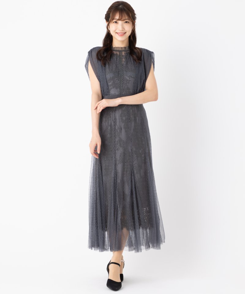 SNIDEL スナイデル バイカラーレースレイヤードドレス その他 x グレー