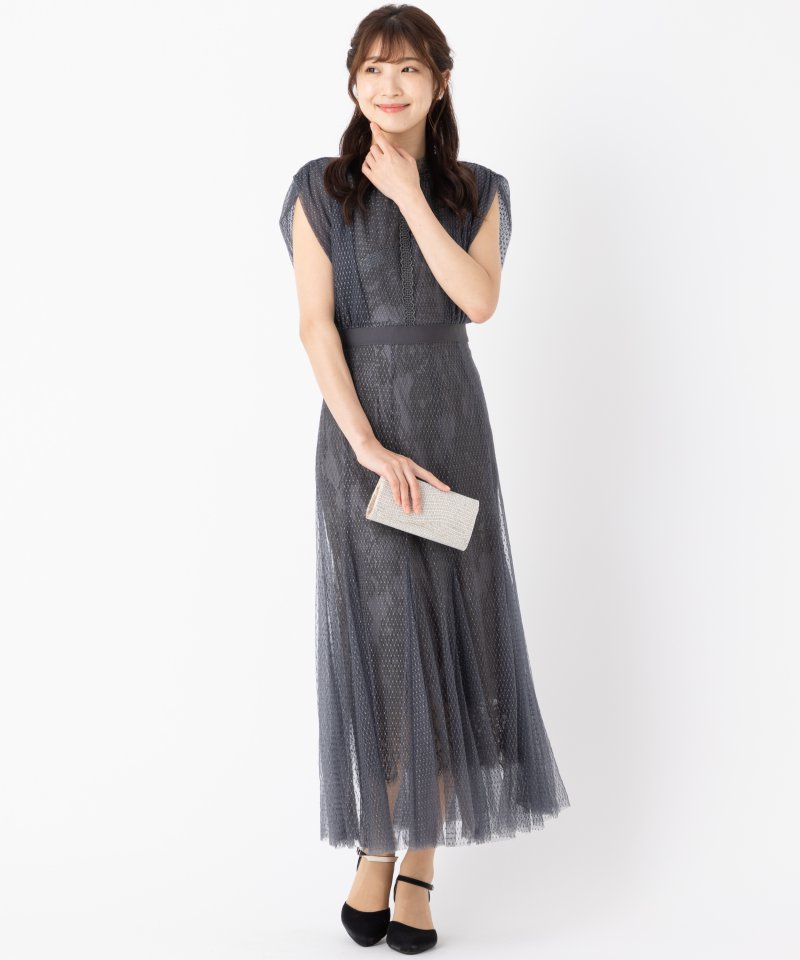 SNIDEL スナイデル バイカラーレースレイヤードドレス その他 x グレー