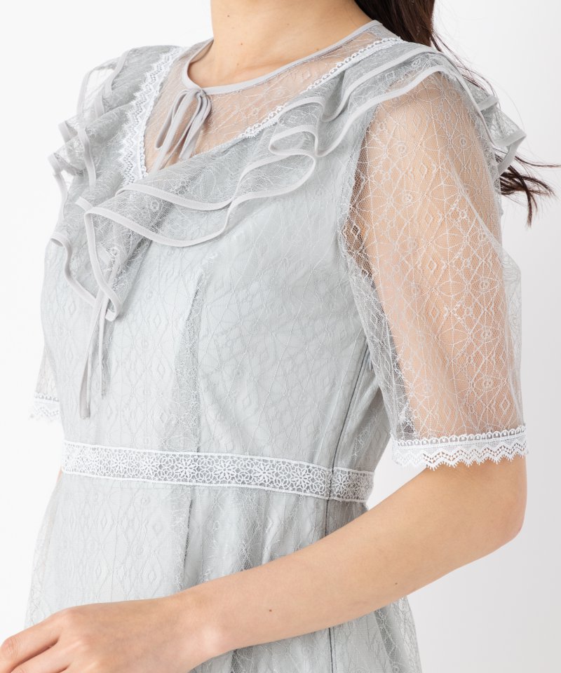 FURFUR ファーファー フリルヨークレースドレス その他 x グリーン系