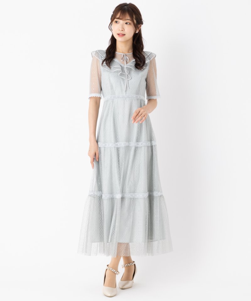FURFUR ファーファー フリルヨークレースドレス その他 x グリーン系
